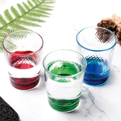 钢化ROUP罗派玻璃杯创意锤纹彩色威士忌商用西贝水杯牛奶果汁杯