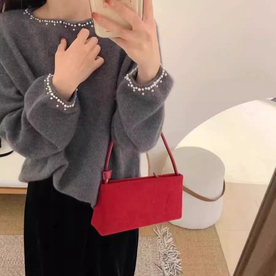 法式重工钉珠灰色针织毛