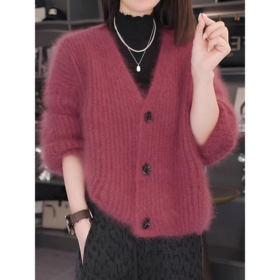 大码气质高级感V领针织开