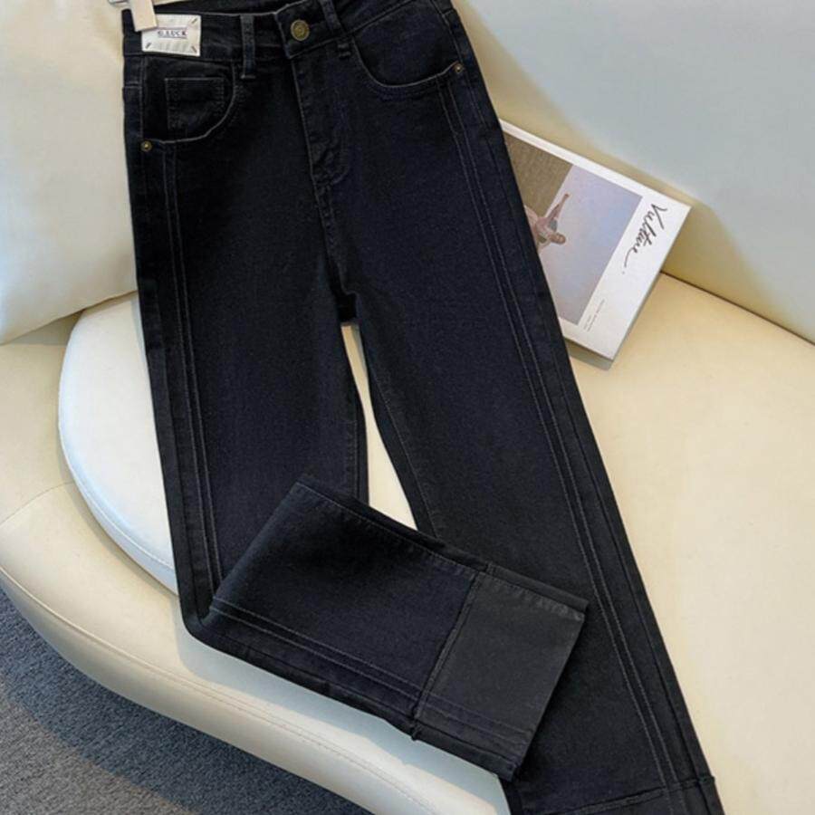 黑色烟管裤女大码胖mm显