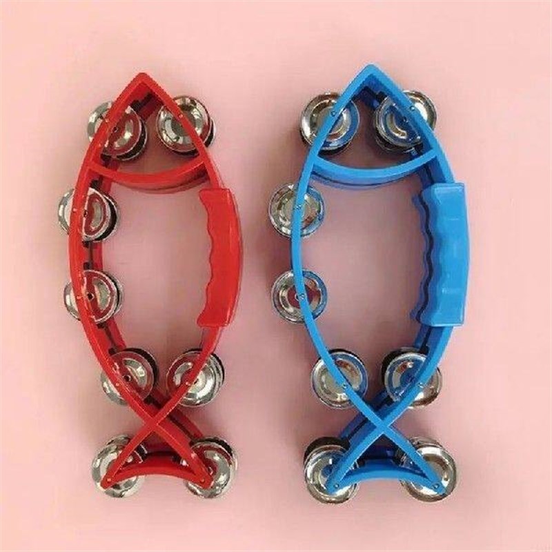 242F Musical Tambourine Double Row Tambourines Fish Shaped - 实物图