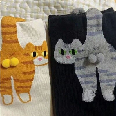 1/2Pairs Cat & Dog Egg Cotton Socks Couple Socks Cat Balls