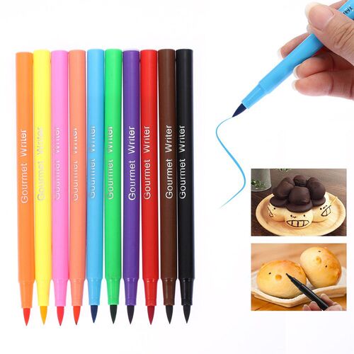 1pc 10 color Edible Pigment Pen Brush Food Coloring Pen For