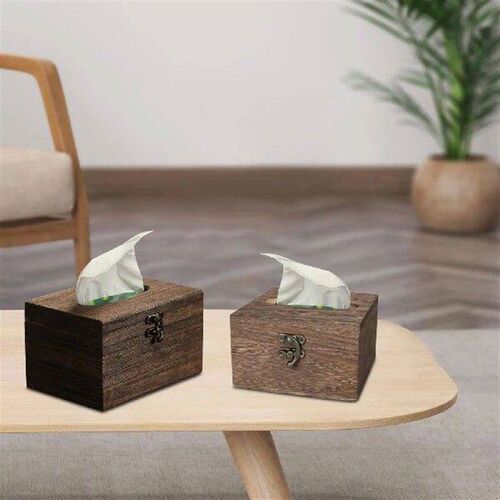 Wooden Tissue Box Facial Hand Towel Storage Tray Napkin