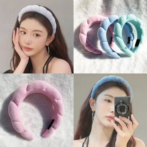 Sponge Co Spa Makeup Bubble Terry Cloth Headband Puffy Retro