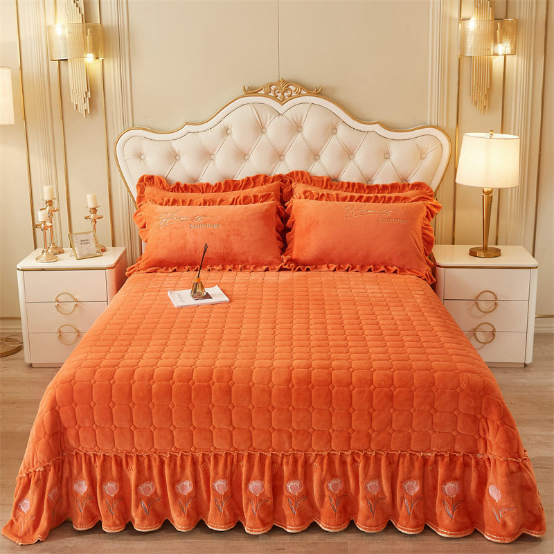 欧式加厚夹棉床盖四件冬季保暖面珊瑚绒被水晶绒床裙,床上用品,床品套件/四件套/多件套,淘宝优惠券,粉丝福利购,淘宝优惠卷