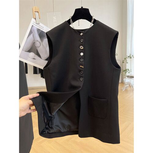 European Unique Chic Outer Wear Crew Neck Suit Small Waistco
