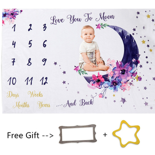 100*75 CM Baby Milestone Blanket Newborn Flannel Monthly