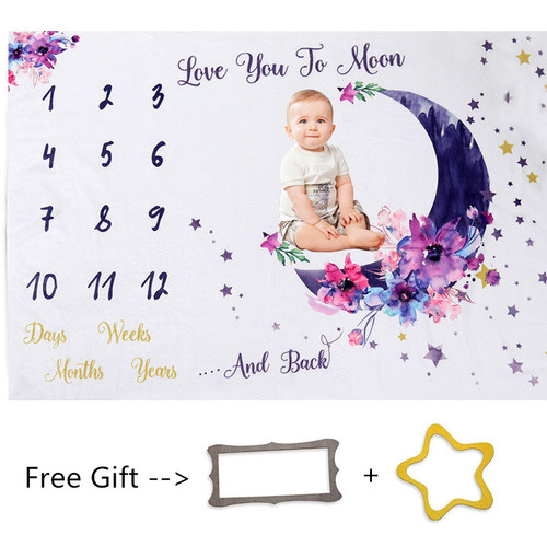 100*75 CM Baby Milestone Blanket Newborn Flannel Monthly
