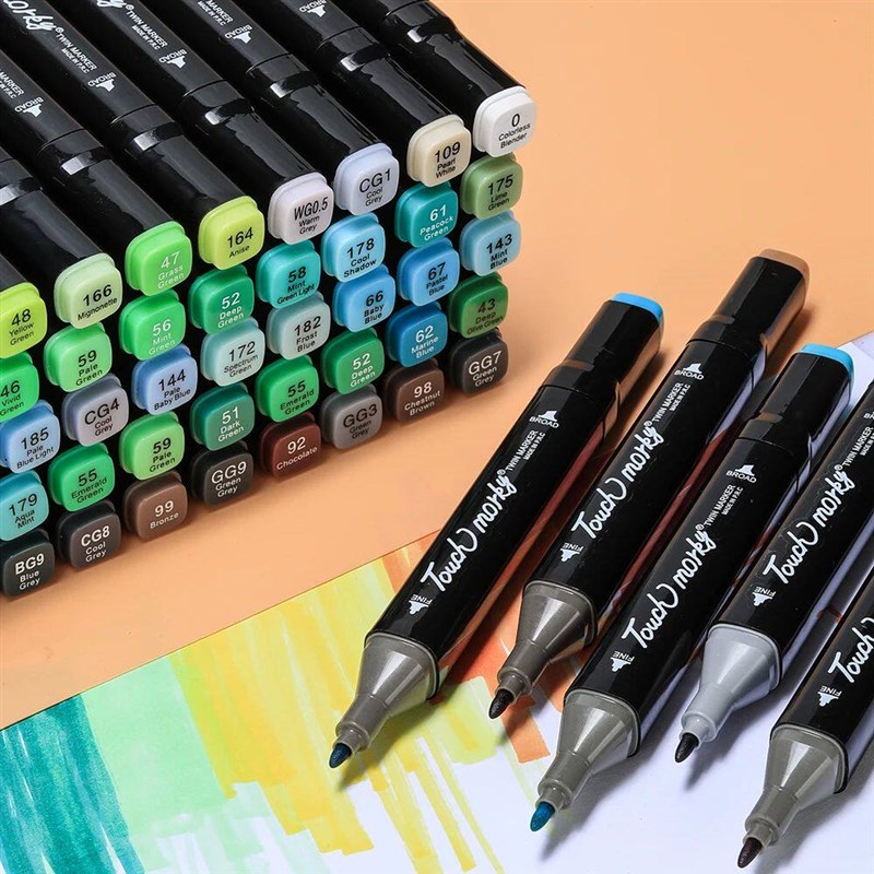 30/40/60/80 Colors Alcohol Felt Markers Pens Dual Tip Perman图片