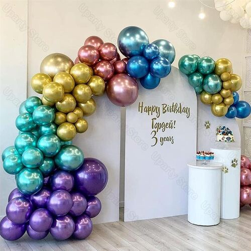 10/20/30pcs Metallic Birthday Balloons Metal Blue Red