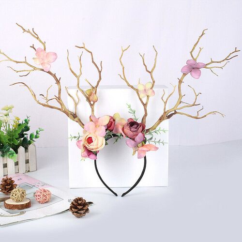 Gothic Antlers Deer Horns Branch Flower Twig Hair