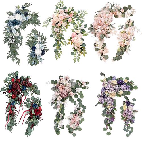 2 Pcs Artificial Wedding Arch Flowers Kit Wedding Flowers Ga
