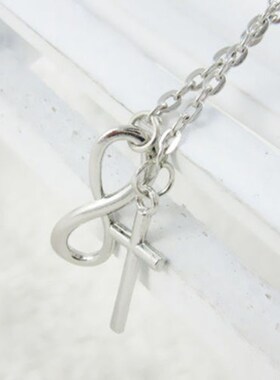 Classic 8 word Infinity Tassel Cross Pendant Silver Color Cl