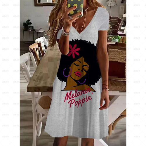 Summer New Fashion Bohemian African Black Girl Print