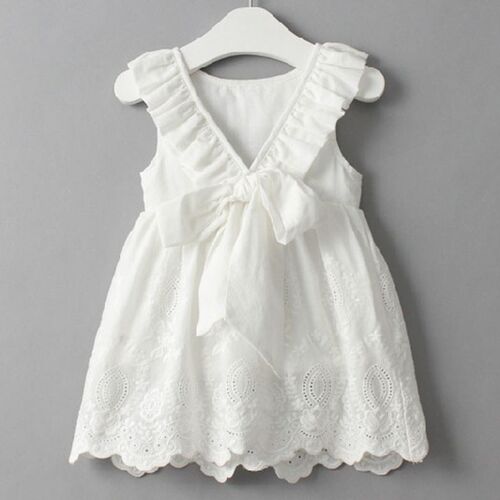 Summer Girls Dress Pure White Temperament Embroidery Casual