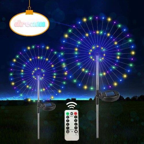 Solar Powered Outdoor Grass Globe Dandelion Fireworks Lamp
