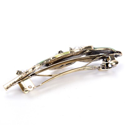 Fashion Women Retro Enamel Leaf Barrettes Ancient Bronze  Al