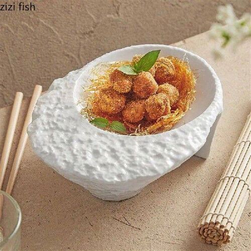 Rock-grained Ceramic Soup Bowl Dinner Plate Fruit Plate