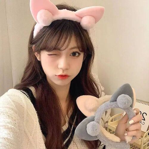 Cute Fluffy Headband For Women Sweet Cat Ear Antler Bow Plus