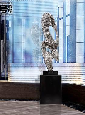 不锈钢圆片抽象雕塑艺术品金属落地大型摆件酒店大堂会所软装饰品