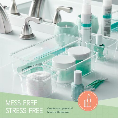 25PCS Clear Drawer Bins Makeup Organizers Organizing Cubes