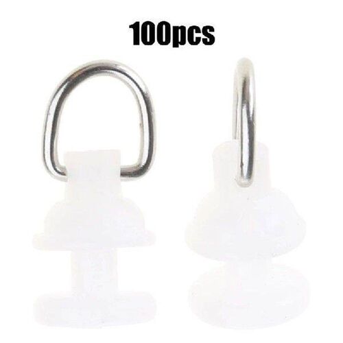 100Pcs White Plastic Curtain Track Gliders Hooks for Smooth