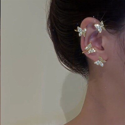 Diamond Super Sparkling Butterfly Earring Ear Cuff without P