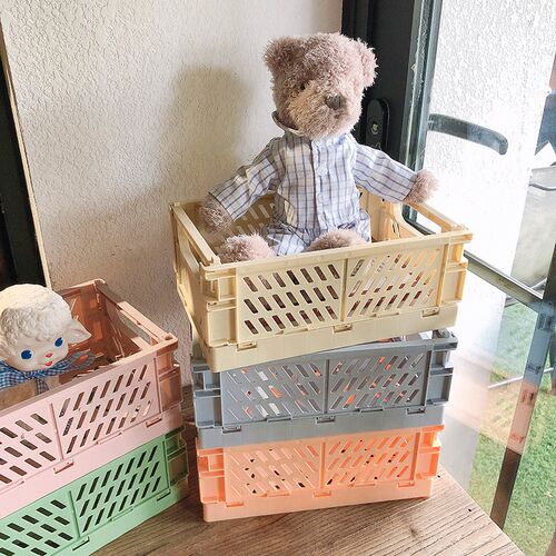 Ins Desktop Plastic Storage Baskets Organizer Box Folding St