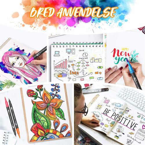12-120 Colors Felt Tip Drawing Watercolor Art Markers Pen Du