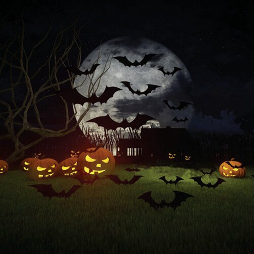 12Pcs/set Halloween Decoration 3D Black PVC Bat DIY Decor
