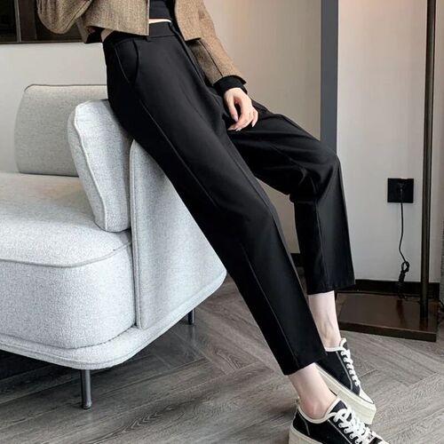 Womens High-Waisted Suit Pants 2025 Spring Summer Solid But
