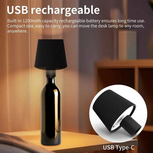 AmmToo Wine Bottle Lamp Head Table Lamp Removable Portable C