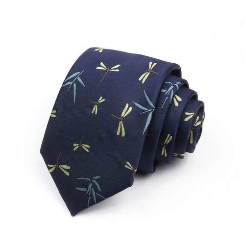 Cute Lovely Cartoon Pattern Necktie Blue Dragonfly Swan Patt