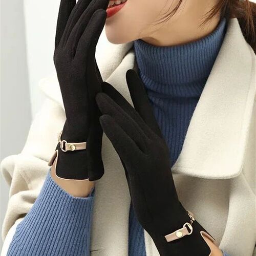 Winter Women Keep Warm Touch Screen Plus Fleece Chain Gloves