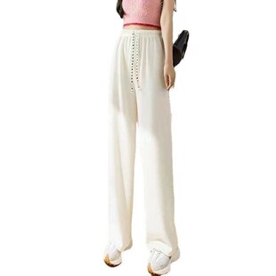 Elastic Waist Drawstring Summer Style Pants Lazy Straig Puff
