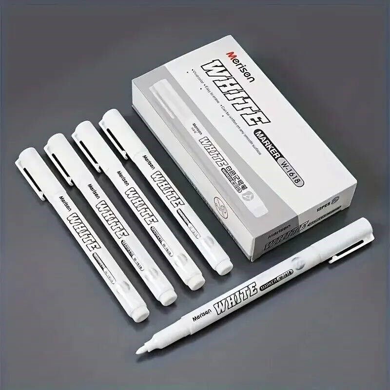 White Marker Pen Set Waterproof Permanent Paint Pens DIY Gra图片