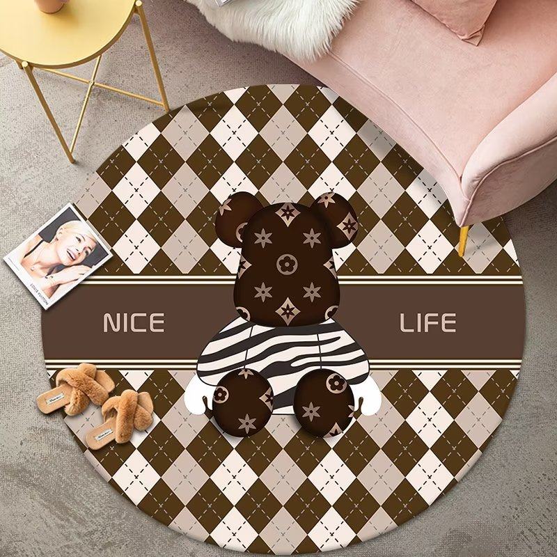 卡通圆形皮革地垫可擦洗免洗PVC防水防油防滑儿童学习椅转椅垫子