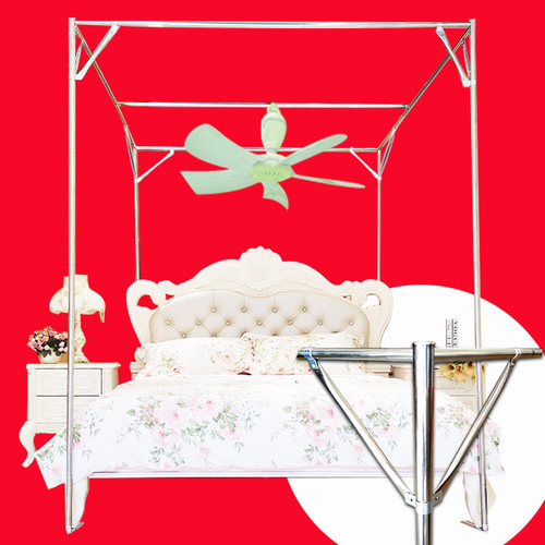 蚊帐支架家用加厚 不锈钢三通宫廷高端通用 1.2m床免安装懒人落地