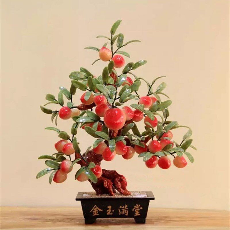 天然玉石特大玉器蟠桃树客厅家居仙桃树玉器创意寿桃工艺品摆件