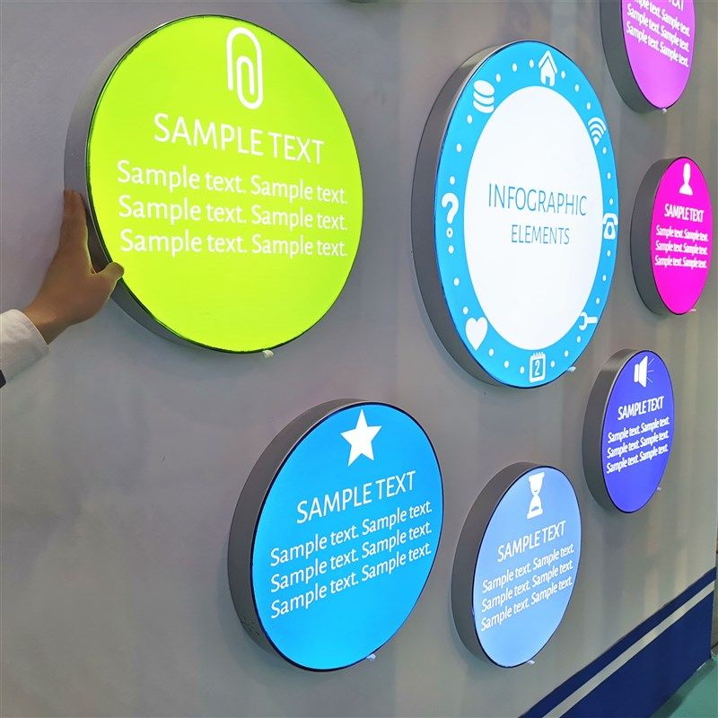 圆形卡布UV软膜LED无边框拉布装饰天花六边形挂墙式灯箱广告牌