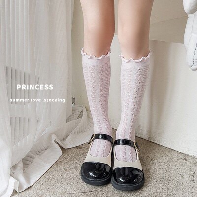 Girls SpringSummer Thin Midcalf Socks Heartshaped Wood Ear L