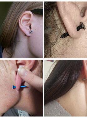 2PC Punk Men & Women Stud Earring Anti Allergic Stainless St