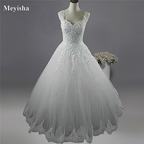 ZJ9076-C 2023 White Ivory Pearls Wedding Dresses With Lace B
