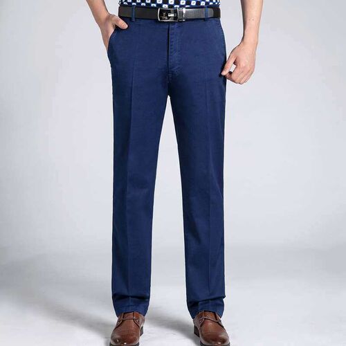 Middle-aged Mens Jeans Stetch High Waist Straight Pants Com