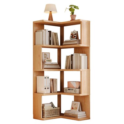 Corner bookshelf, floor to ceiling storage rack, integrated