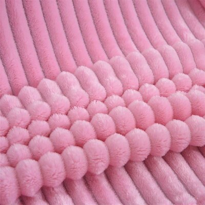 Pure color cloud mink fleece striped blanket flannel blanket