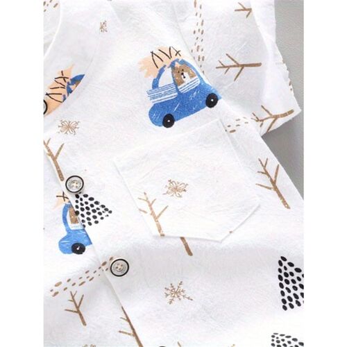 Infant and toddler summer full print bear driving pattern sh