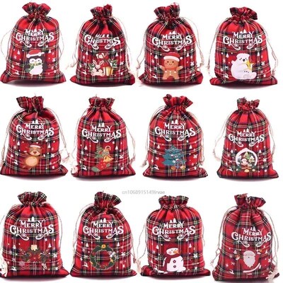 4Pcs/Lot Christmas Gift Bags Small Candy Gift Bag Xmas Draws