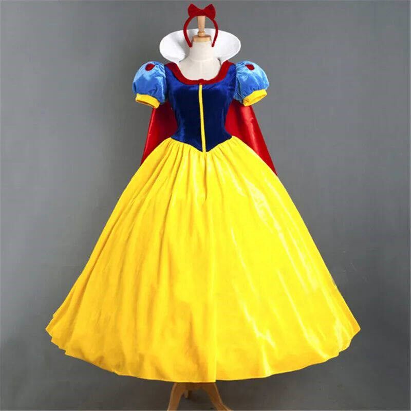 Gaun Cosplay Dewasa Gaun Putri Salju Putih Perempuan Kostum